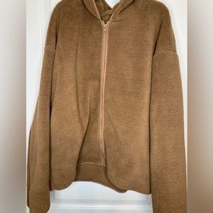 Shein Teddy Zip-up Sweater with Hoodie